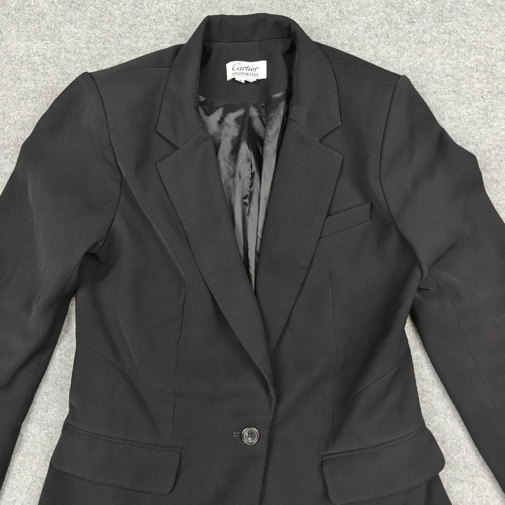 Cartier Uniformes Blazer Womens 38 Black One Button Lined Jacket Office Workwear - Picture 2 of 9
